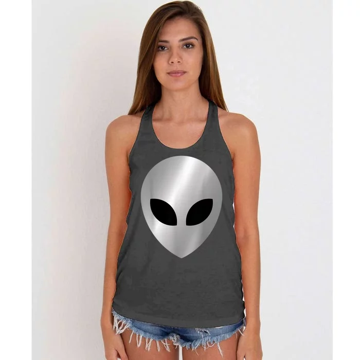 Alien Head Colorful Alien Rave Believe Women's Knotted Racerback Tank