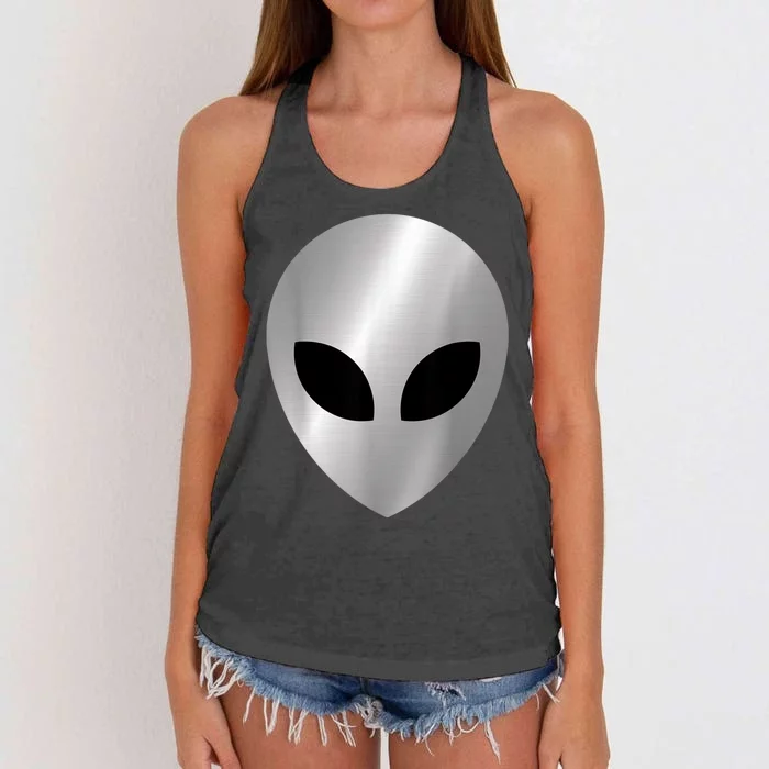 Alien Head Colorful Alien Rave Believe Women's Knotted Racerback Tank