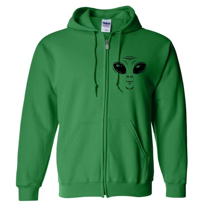 Alien Halloween Costume Cosmic Green Alien Face Halloween Full Zip Hoodie