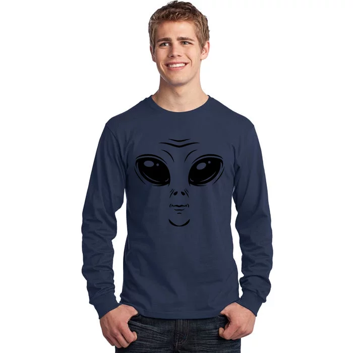 Alien Halloween Costume Cosmic Green Alien Face Halloween Tall Long Sleeve T-Shirt