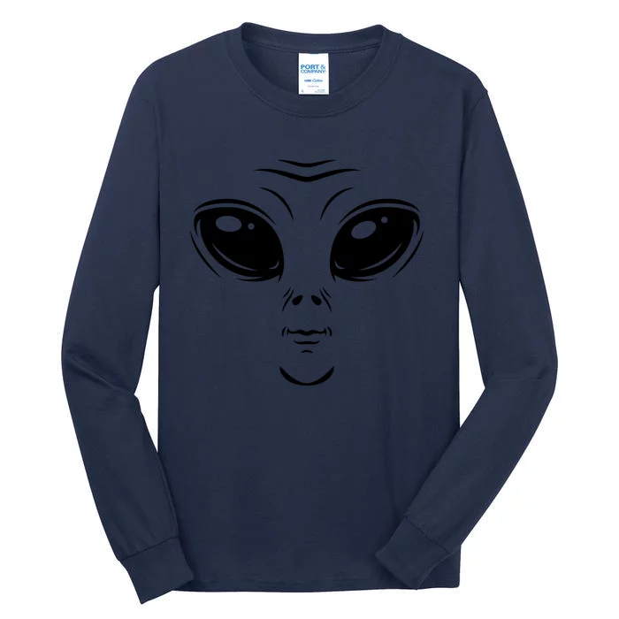 Alien Halloween Costume Cosmic Green Alien Face Halloween Tall Long Sleeve T-Shirt