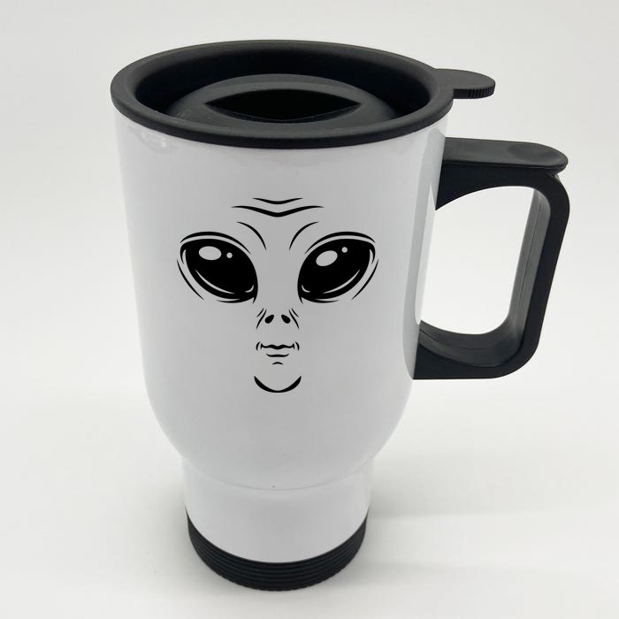 Alien Halloween Costume Cosmic Green Alien Face Halloween Front & Back Stainless Steel Travel Mug