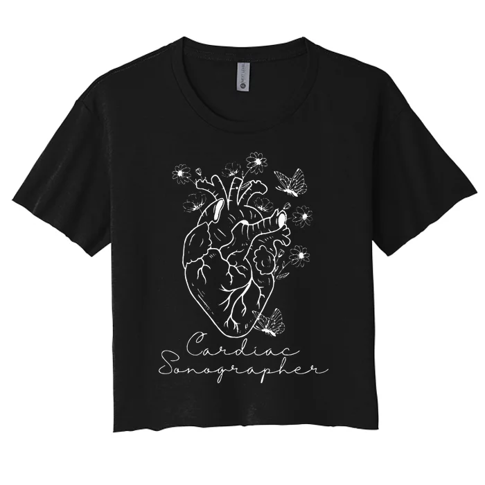 Anatomical Heart Cardiac Sonographer Rdcs Echocardiographer Women's Crop Top Tee