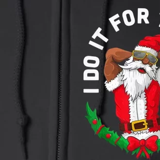 Adult Humor Christmas I Do It For The Ho's Black Mr. Santa Full Zip Hoodie