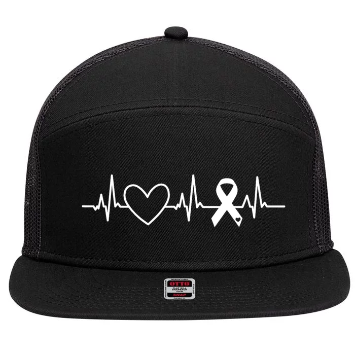 American Heart Disease Awareness Month Ribbon Go Red Heart 7 Panel Mesh Trucker Snapback Hat