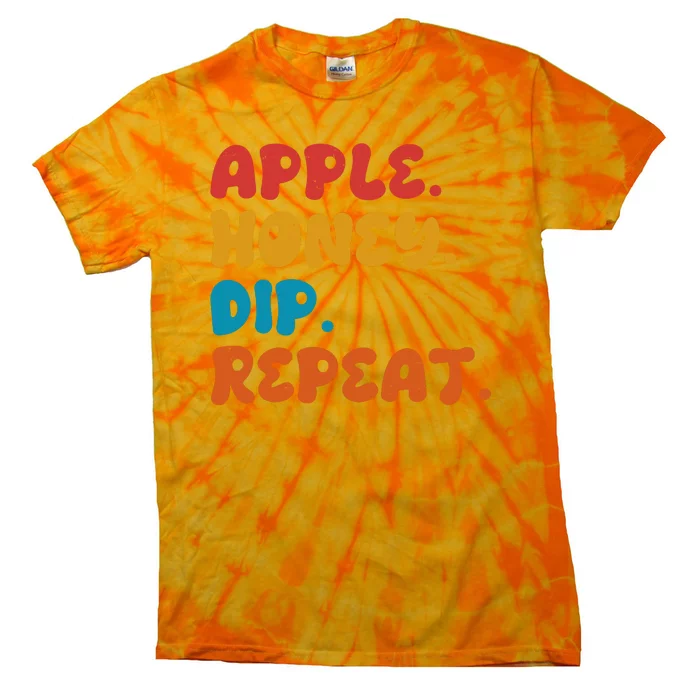 Apple Honey Dip Repeat Rosh Hashanah Jewish New Year Tie-Dye T-Shirt