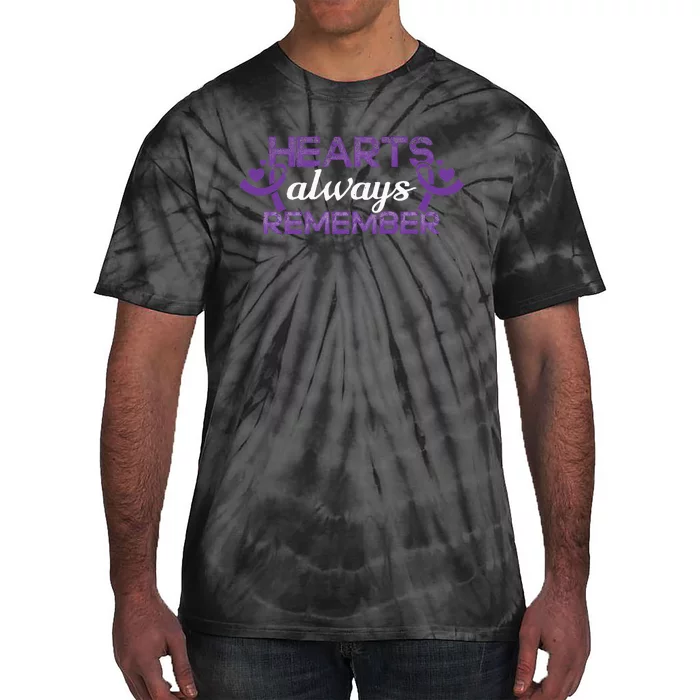 Alzheimer Hearts Dementia Purple Ribbon Awareness Support Tie-Dye T-Shirt