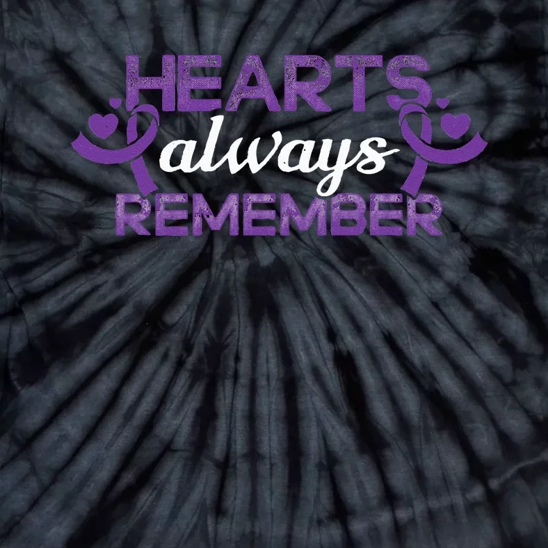 Alzheimer Hearts Dementia Purple Ribbon Awareness Support Tie-Dye T-Shirt