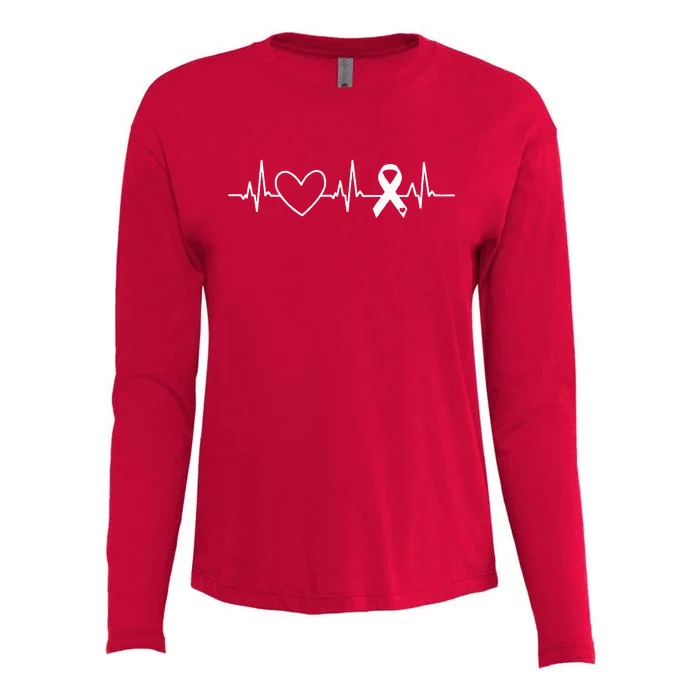 American Heart Disease Awareness Month Ribbon Go Red Heart Womens Cotton Relaxed Long Sleeve T-Shirt