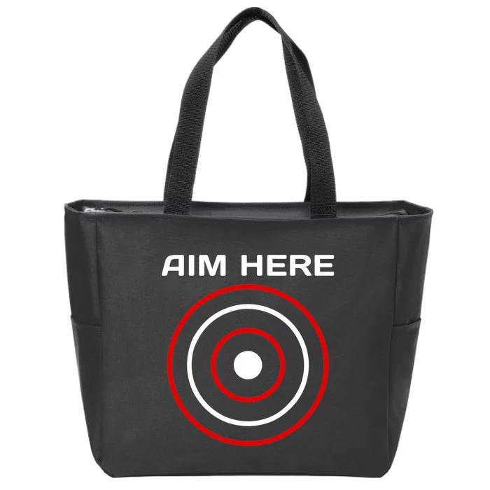 Aim Here Darts Players Bullseye Target Shooting Club Zip Tote Bag