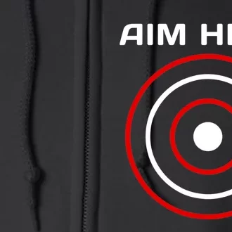 Aim Here Darts Players Bullseye Target Shooting Club Full Zip Hoodie