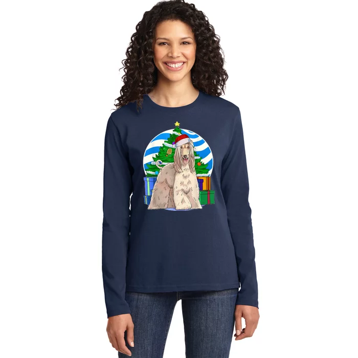 Afghan Hound Dog Christmas Tree Decor Gift Ladies Long Sleeve Shirt