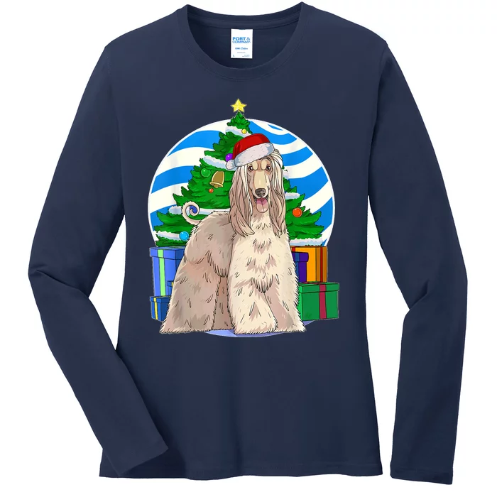 Afghan Hound Dog Christmas Tree Decor Gift Ladies Long Sleeve Shirt