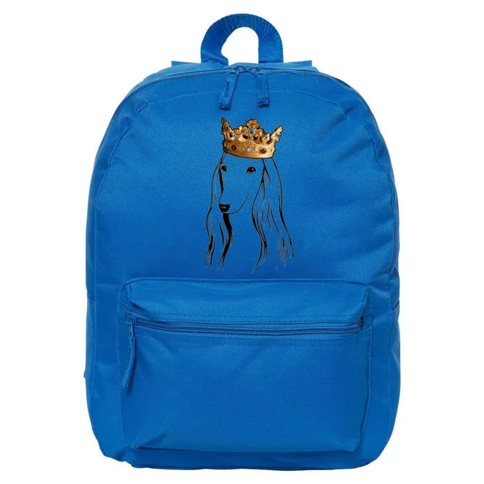 Afghan Hound Dog Wearing Crown 16 in Basic Backpack