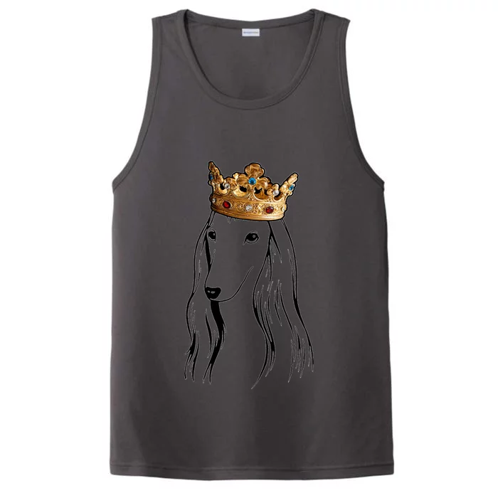 Afghan Hound Dog Wearing Crown Performance Tank