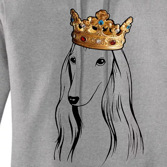 Afghan Hound Dog Wearing Crown Women's Pullover Hoodie