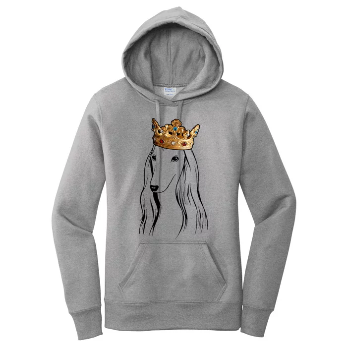 Afghan Hound Dog Wearing Crown Women's Pullover Hoodie