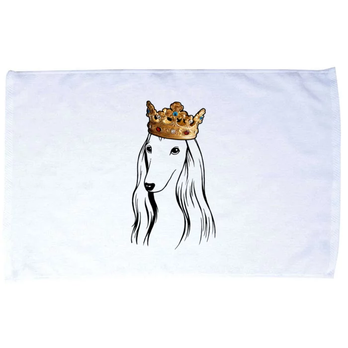 Afghan Hound Dog Wearing Crown Microfiber Hand Towel