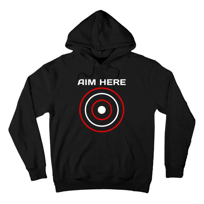 Aim Here Darts Players Bullseye Target Shooting Club Tall Hoodie