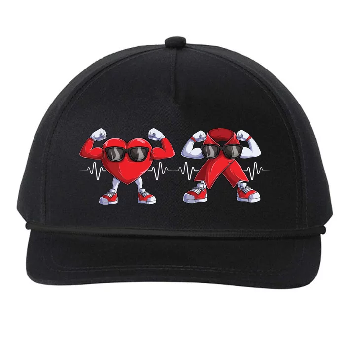 American Heart Disease Awareness Month Health Red Ribbon Meaningful Gift Snapback Five-Panel Rope Hat