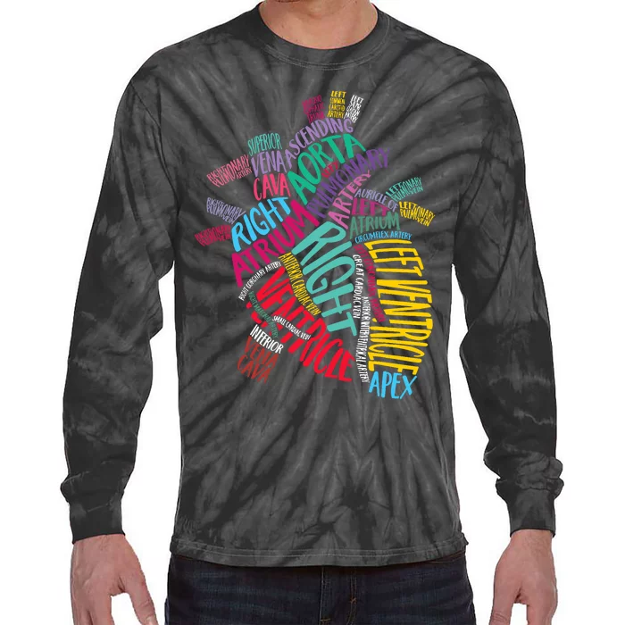 Anatomical Heart Design Cardiac Cardiovascular Icu Nurse Tie-Dye Long Sleeve Shirt