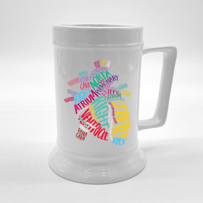 Anatomical Heart Design Cardiac Cardiovascular Icu Nurse Front & Back Beer Stein