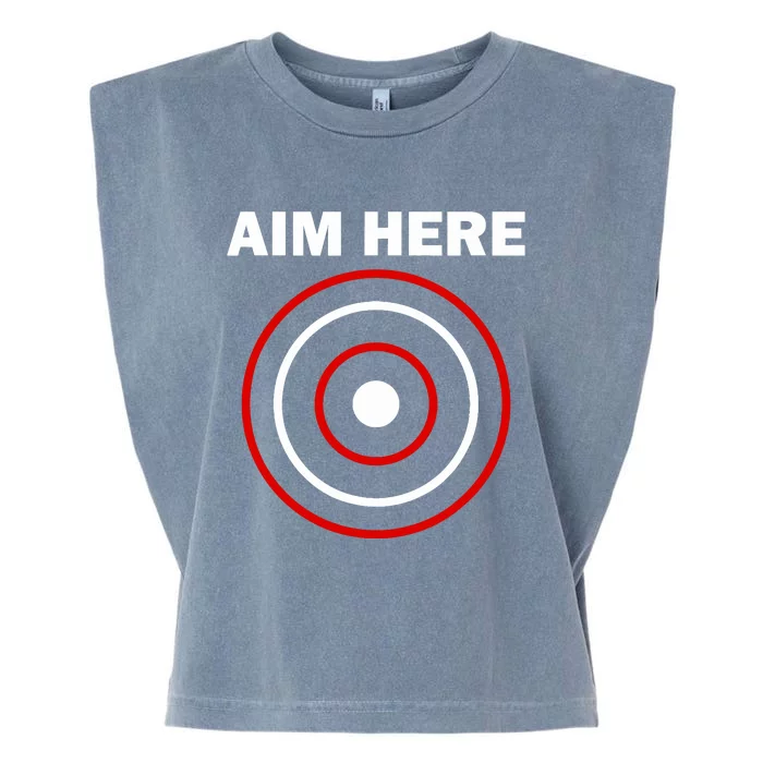 Aim Here Darts Players Target Shooting Garment-Dyed Women's Muscle Tee