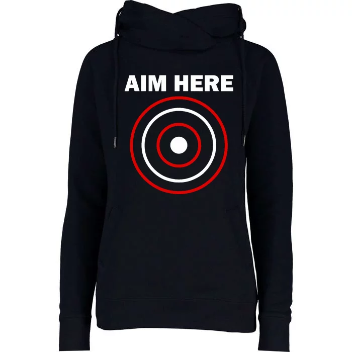 Aim Here Darts Players Target Shooting Womens Funnel Neck Pullover Hood