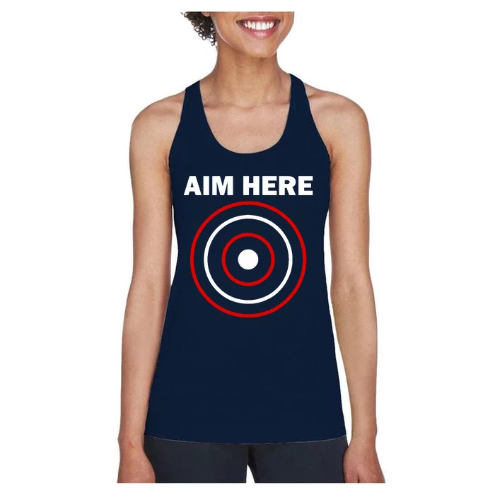 Aim Here Darts Players Target Shooting Women's Racerback Tank