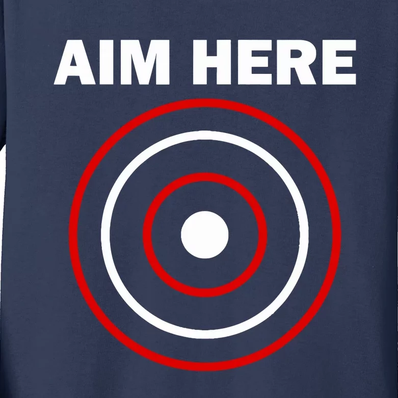 Aim Here Darts Players Target Shooting Kids Long Sleeve Shirt