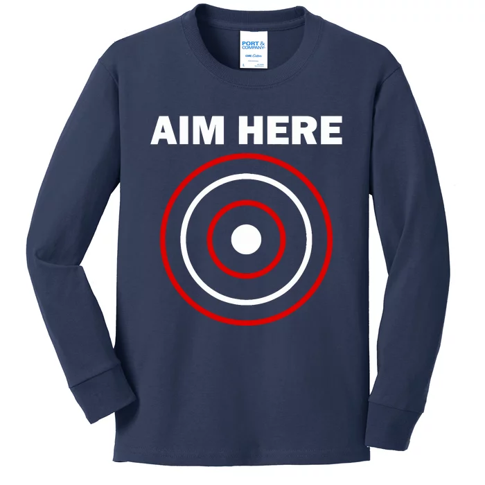 Aim Here Darts Players Target Shooting Kids Long Sleeve Shirt