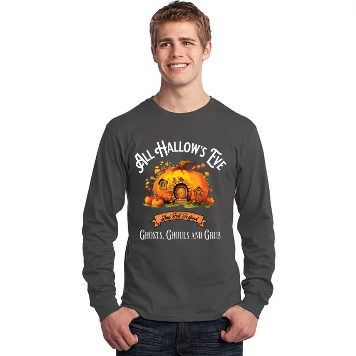 All Hallows Eve Ghosts Ghouls And Grub Halloween Tall Long Sleeve T-Shirt