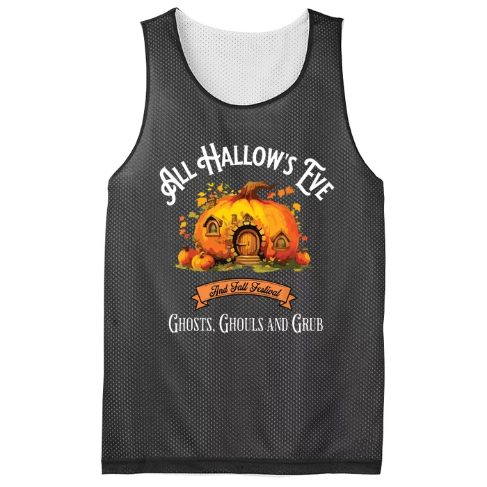 All Hallows Eve Ghosts Ghouls And Grub Halloween Mesh Reversible Basketball Jersey Tank