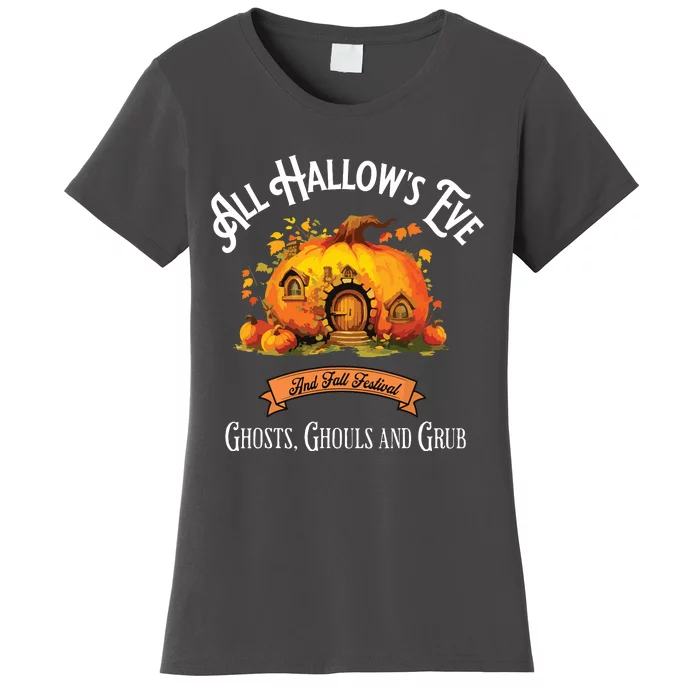 All Hallows Eve Ghosts Ghouls And Grub Halloween Women's T-Shirt