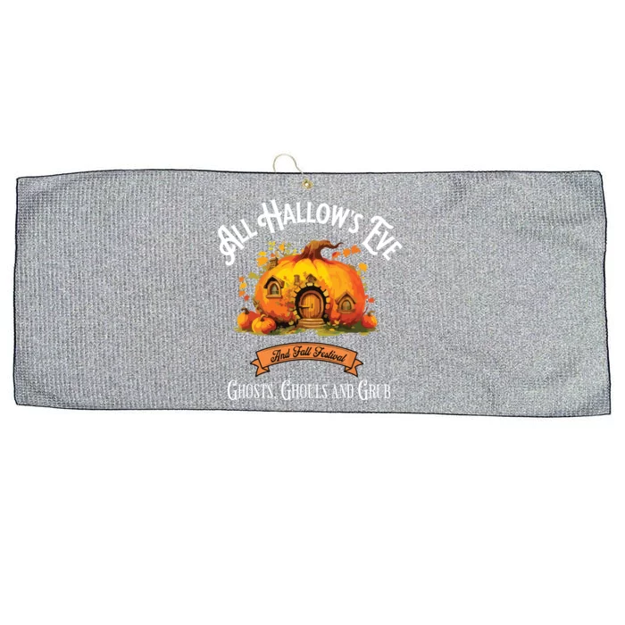 All Hallows Eve Ghosts Ghouls And Grub Halloween Large Microfiber Waffle Golf Towel