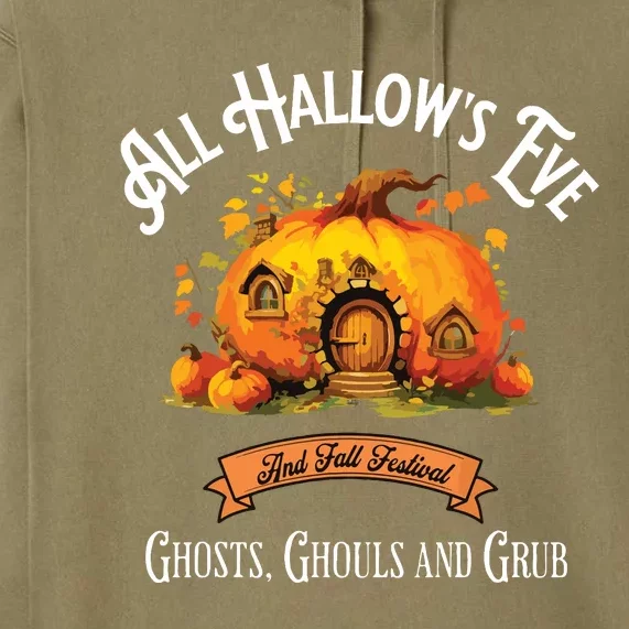 All Hallows Eve Ghosts Ghouls And Grub Halloween Premium Hoodie