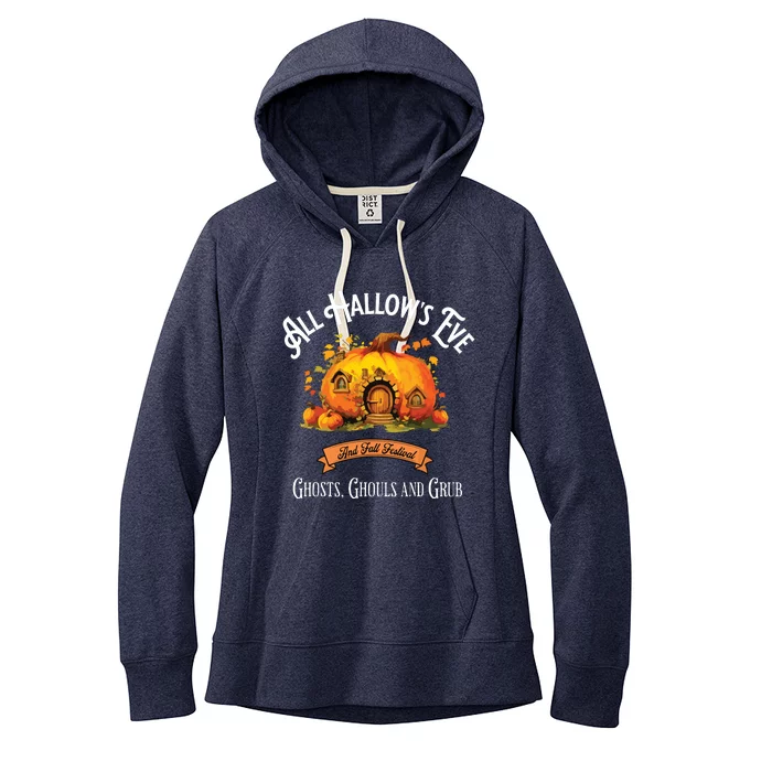 All Hallows Eve Ghosts Ghouls And Grub Halloween Women's Fleece Hoodie