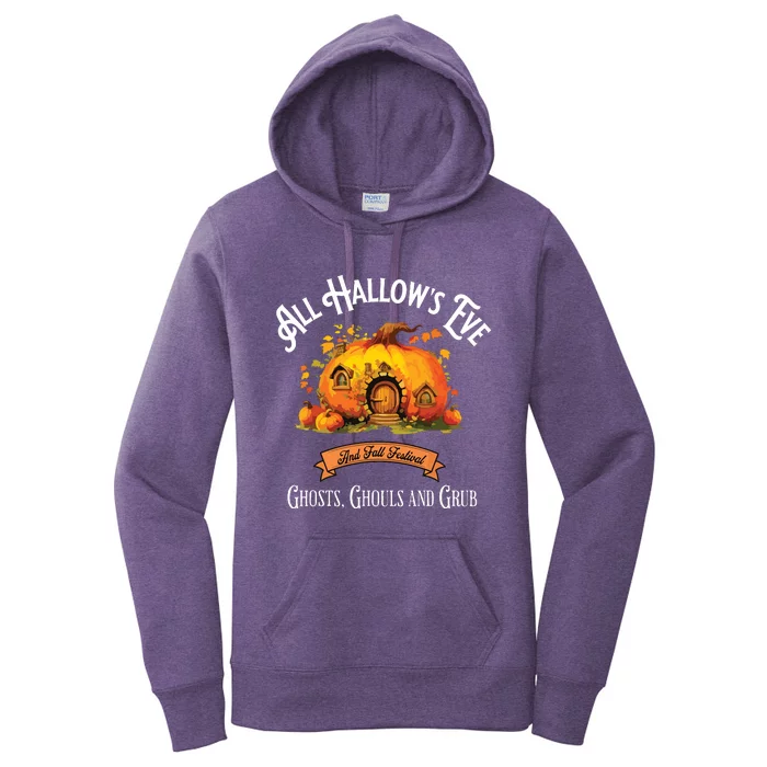 All Hallows Eve Ghosts Ghouls And Grub Halloween Women's Pullover Hoodie