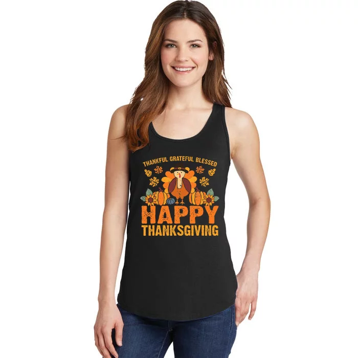 Autumn Harvest Expressing Gratitude with Thanksgiving Turkey Ladies Essential Tank