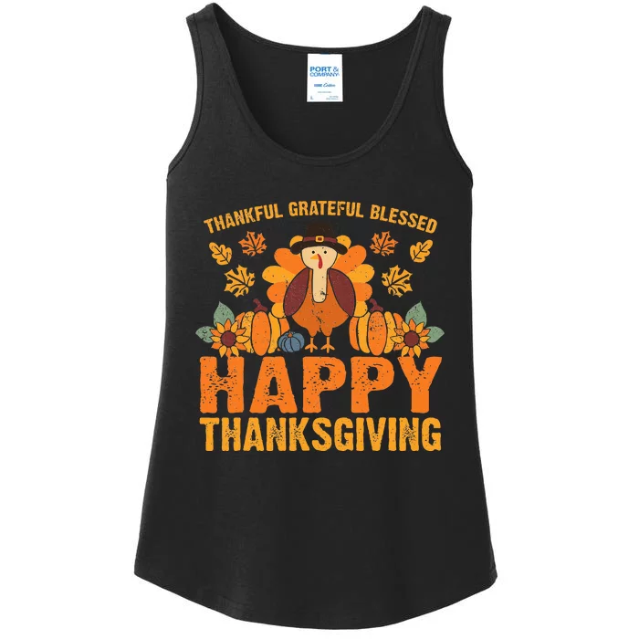 Autumn Harvest Expressing Gratitude with Thanksgiving Turkey Ladies Essential Tank