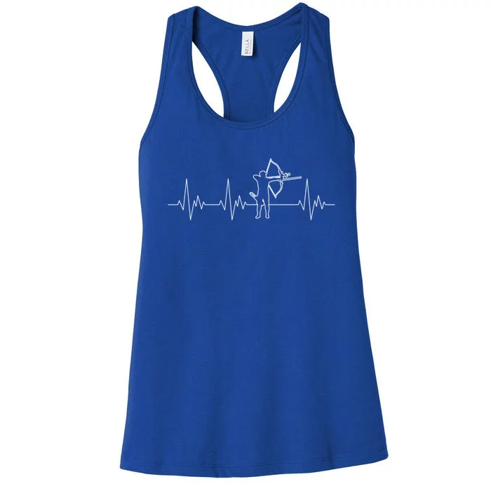 Archery Heartbeat Ecg Heart Bow Arrow I Love Archery Gift Women's Racerback Tank