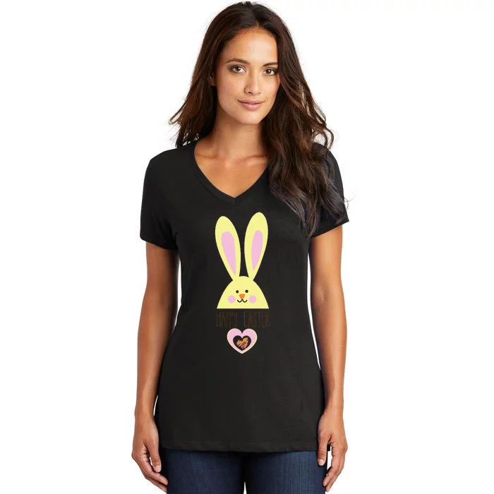 Adorable Happy Easter Bunny Funny Women's V-Neck T-Shirt