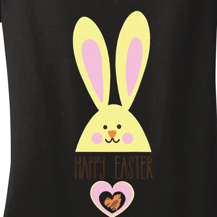 Adorable Happy Easter Bunny Funny Women's V-Neck T-Shirt