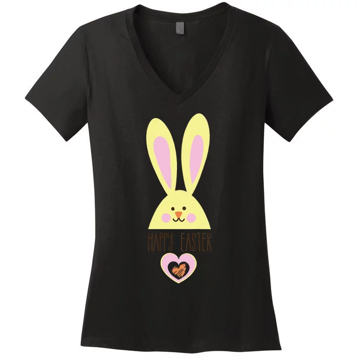 Adorable Happy Easter Bunny Funny Women's V-Neck T-Shirt