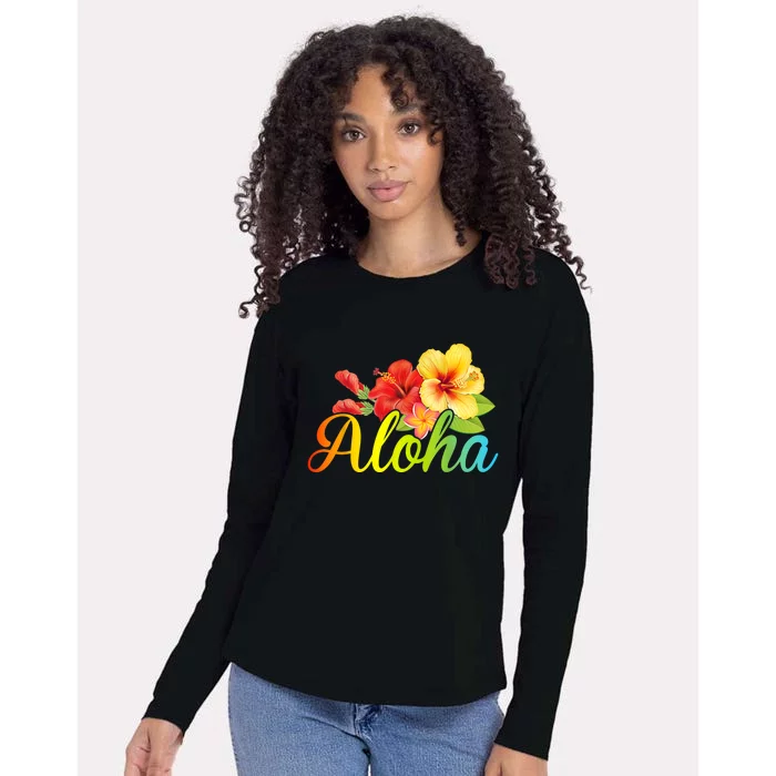 Aloha Hawaiian Flower Hawaii Vacation Women Men Womens Cotton Relaxed Long Sleeve T-Shirt