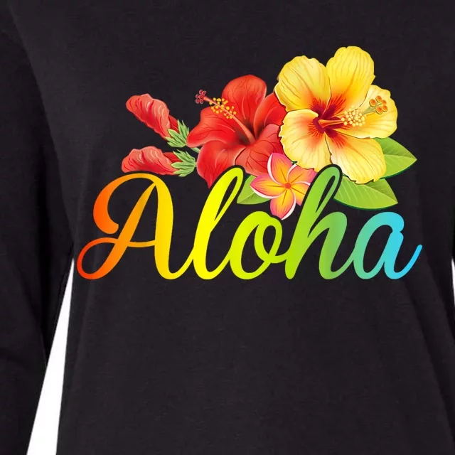 Aloha Hawaiian Flower Hawaii Vacation Women Men Womens Cotton Relaxed Long Sleeve T-Shirt