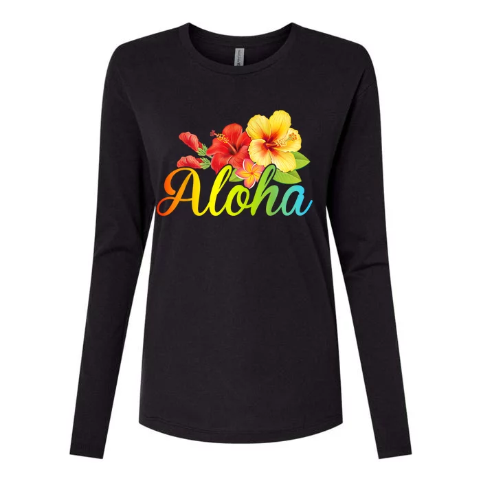 Aloha Hawaiian Flower Hawaii Vacation Women Men Womens Cotton Relaxed Long Sleeve T-Shirt