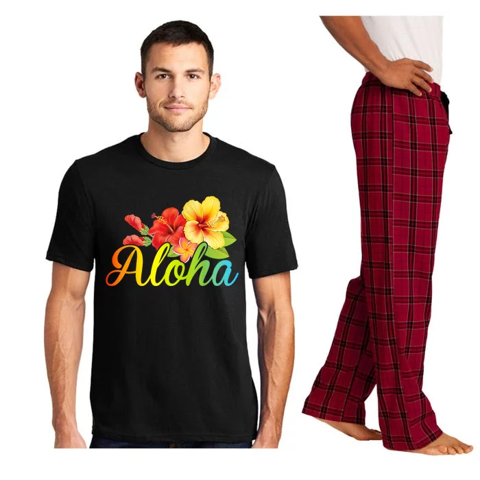 Aloha Hawaiian Flower Hawaii Vacation Women Men Pajama Set