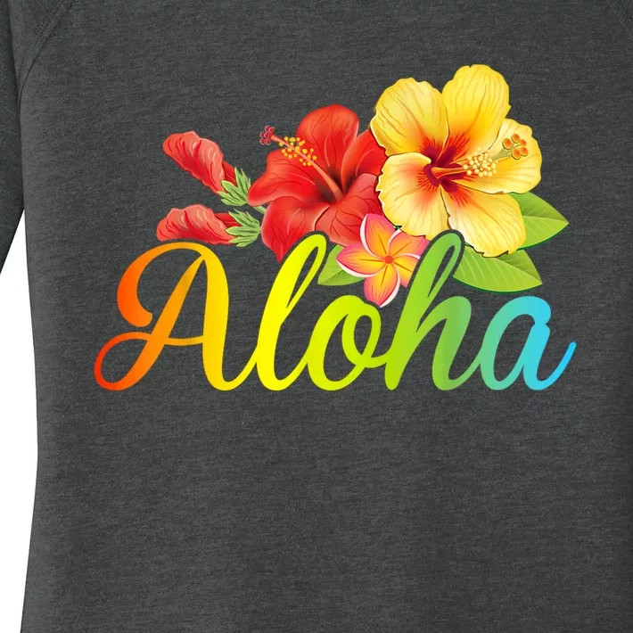 Aloha Hawaiian Flower Hawaii Vacation Women Men Women's Perfect Tri Tunic Long Sleeve Shirt