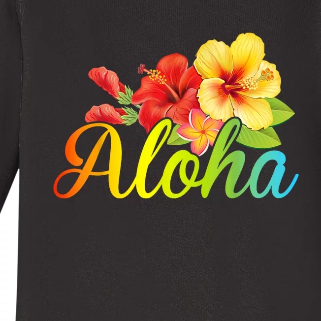 Aloha Hawaiian Flower Hawaii Vacation Women Men Baby Long Sleeve Bodysuit